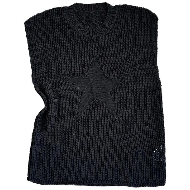 Star Mens Knitted Vest Sweater Cartoon Fashion Y2K Clothes Women Pullover Streetwear Sweaters Punk Vintage Top Goth Fall Winter 240814