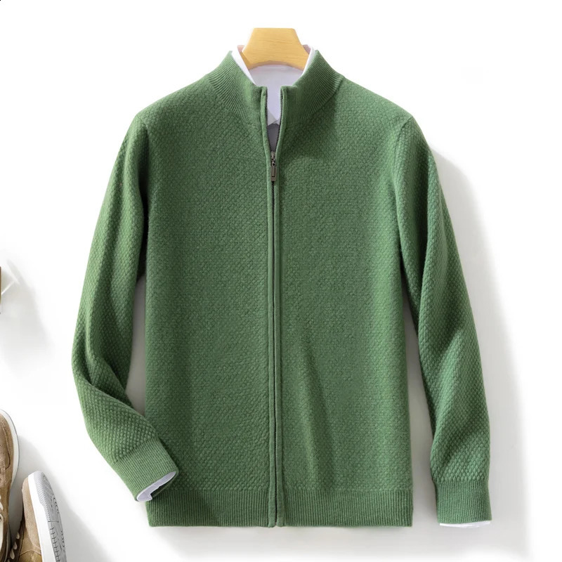 Addonee Mens épais Pull de cachemire épais veste d'automne Hiver Hiver Câle ouvert Câble tricoté 100% Mérino Top 240813