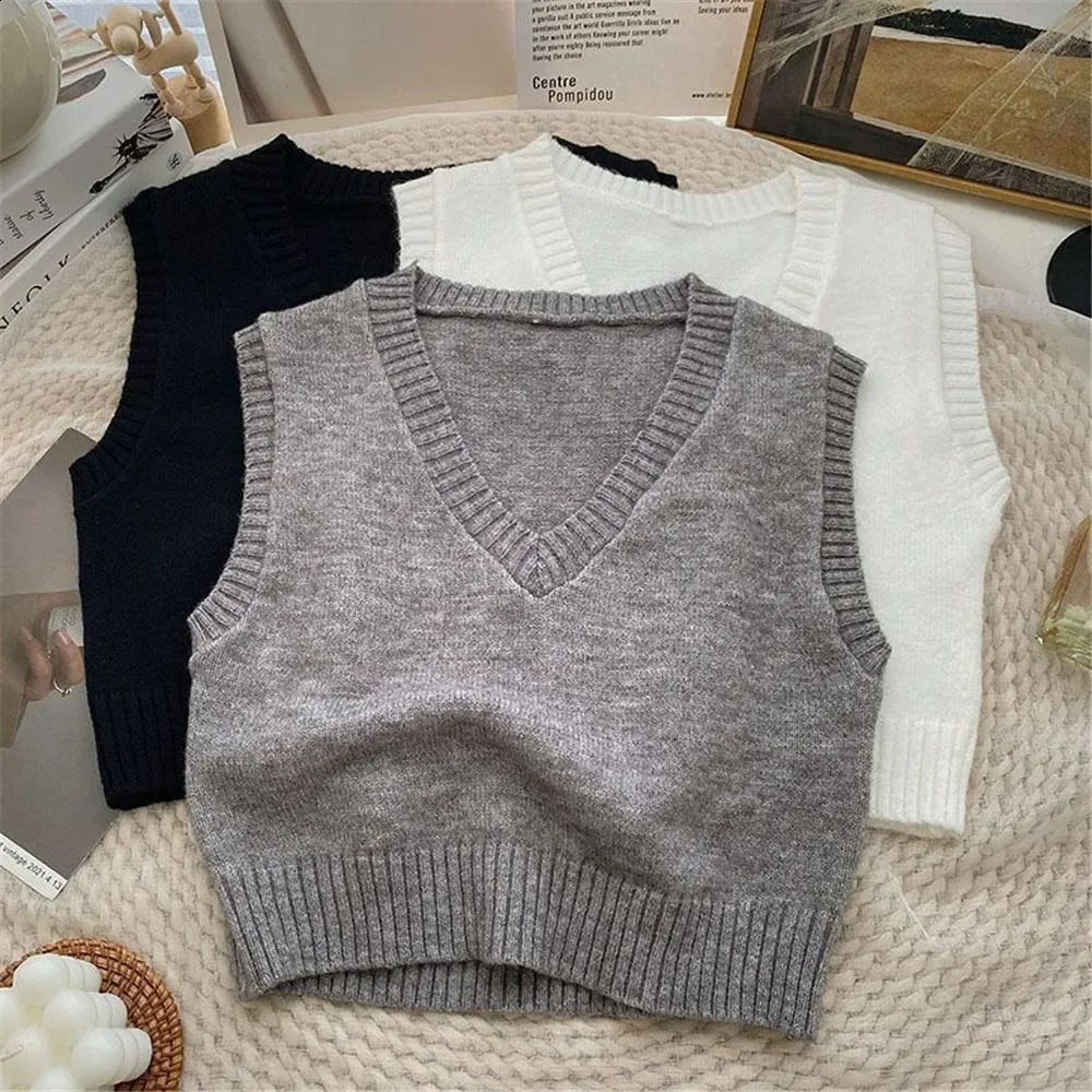 Sweater pour femmes classiques pure gilet coupe minimaliste en ajustement coréen style avec tout ce qui tricoté pour femmes décontractées 240814