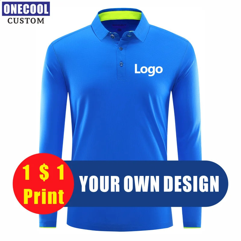 Long sleeved quick drying sports polo shirt custom printed embroidery breathable summer mens and womens top S-5XL ONECOOL 240814