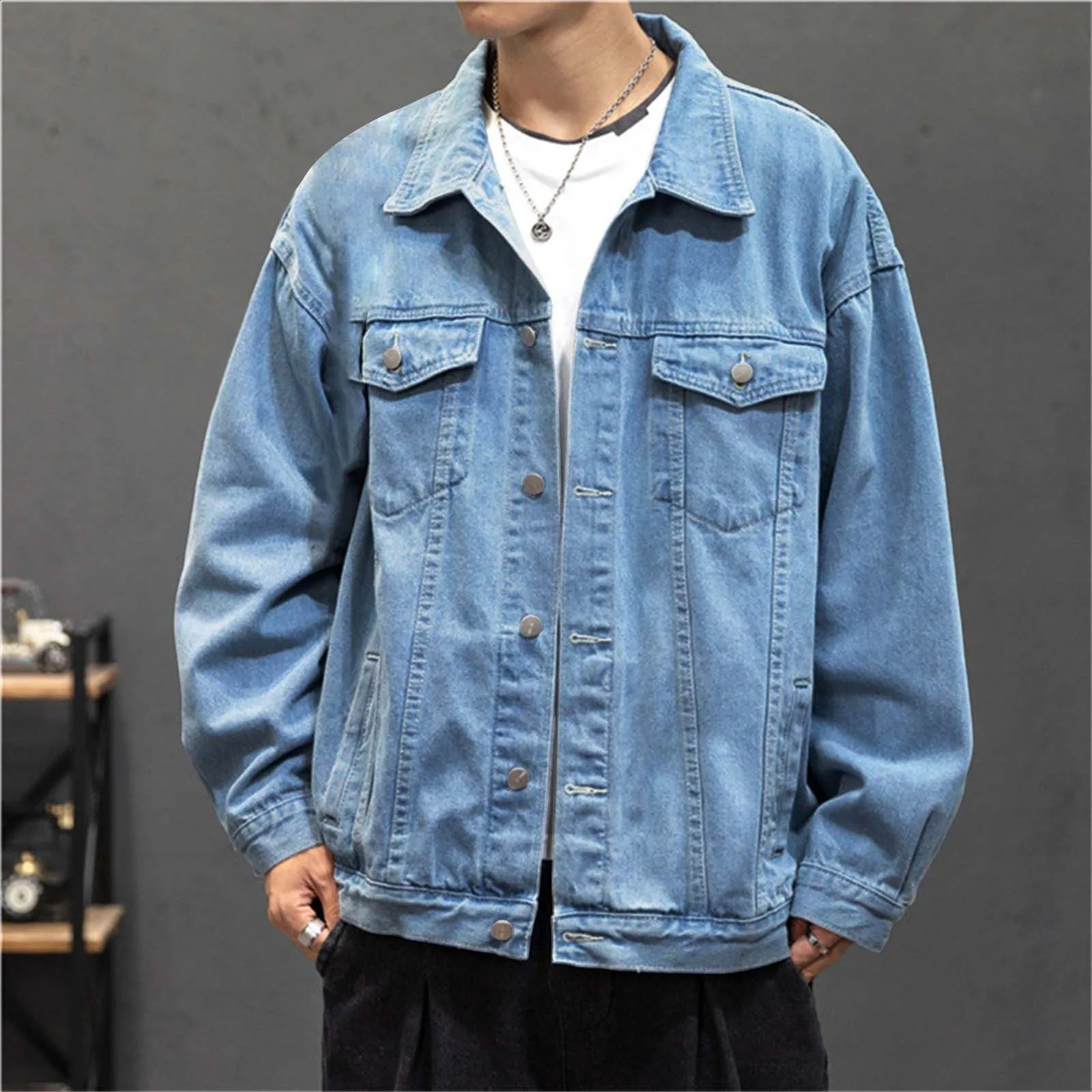 Spring Autumn Mens Lapel Denim Jacket Coat M5xl Hip Hop Wind Casual Cotton Plus Size Men Hole Clothes 240813