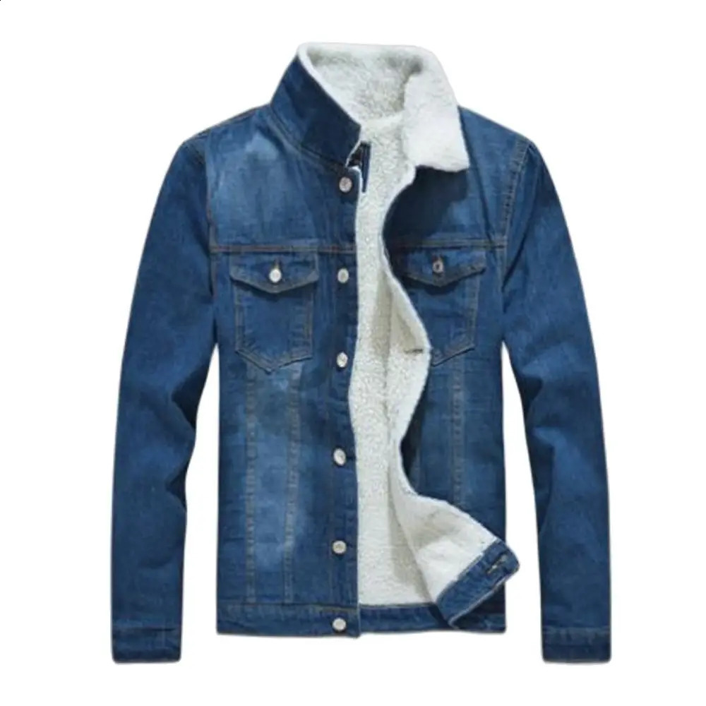 2024 Winter Thick Warm Fashion Boutique Solid Color Mens Casual Cowboy Jacket/Mens Wool Cowboy Jacket Large S-6XL240813