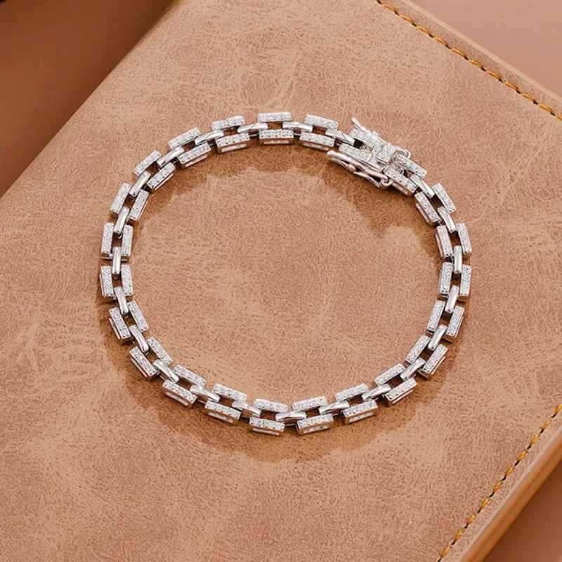 Charm Bracelets Link chain Moissanite diamond bracelet% genuine 925 sterling silver wedding engagement jewelry for men and women Q240814