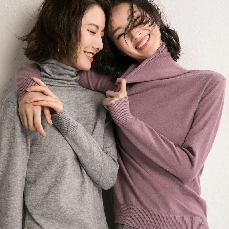 Autumn Winter Sweater Turtleneck Slim Fit Basic Pullovers Fashion Korean Knit Tops Bottoming Womens Sweater Stretch Jumpers 240813