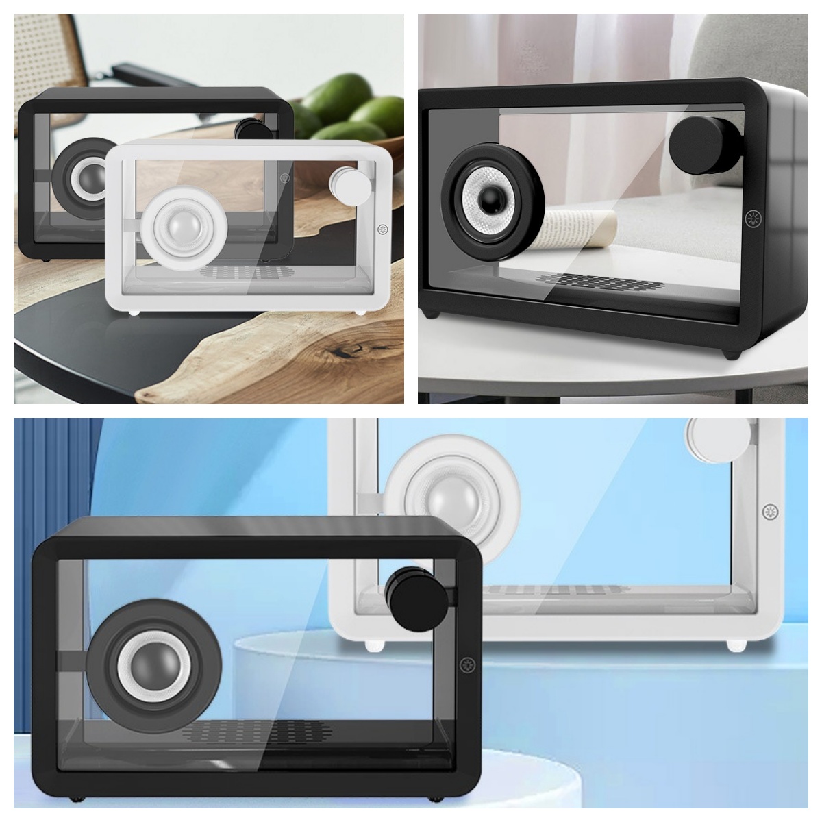 new simple transparent bluetooth speaker with atmosphere light portable speaker colorful creative speaker-image-1011880516