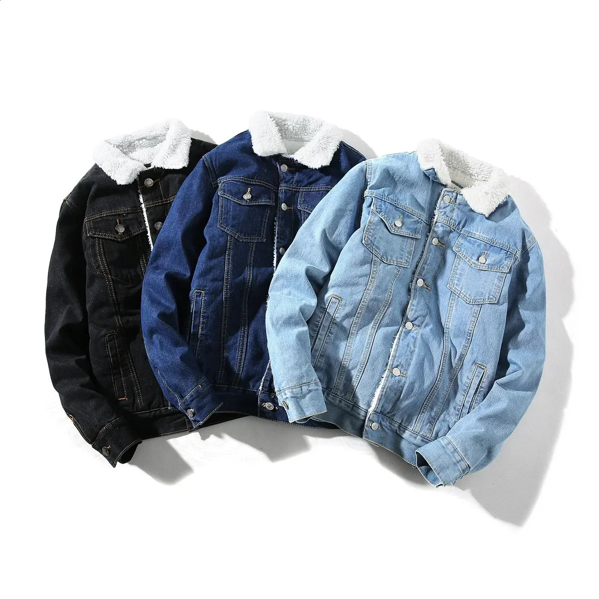 Mens winter autumn denim jacket wool thick jeans jacket and outerwear truck driver jacket mens Plus size M-6XL240813