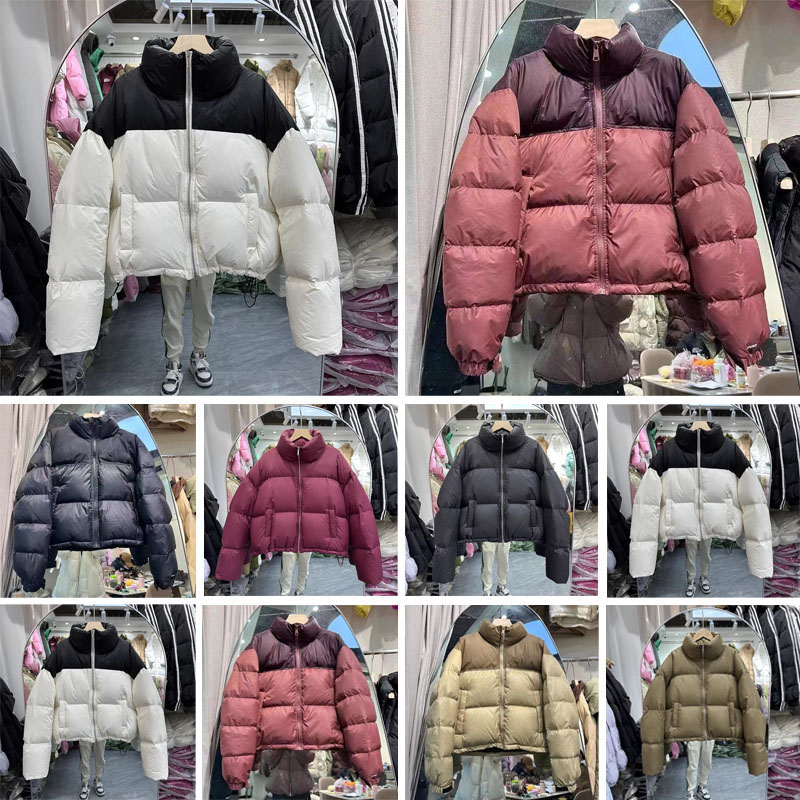 Designer Women Down Parkas Embroidered Badge Women's Stand up Collar Letter Splice Bright Short Winter Jacket Autumn Winter Loose Thickened