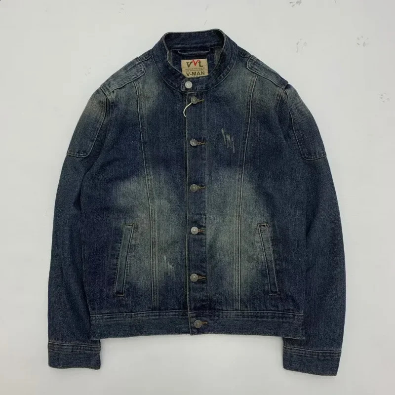 Veste en jean pour hommes en vrac lavée avec des tissus durs Version coréenne décontractée américaine printemps et automne