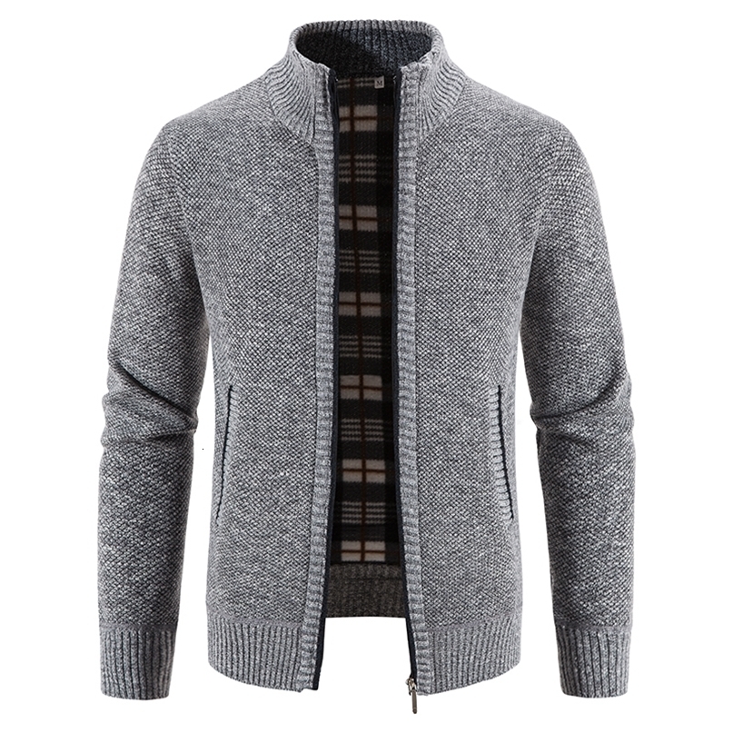 Gilet homme uni en polaire tricotée zippée, pull chaud pour l’hiver