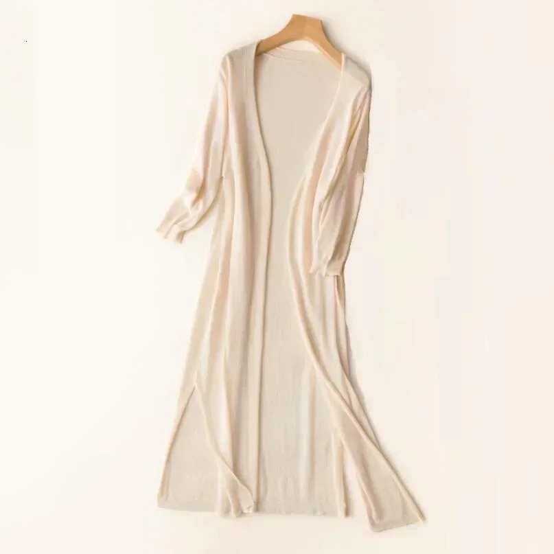 Korean Womens Casual Long Sun Protection Sweater Cardigan Soft Comfortable Simple Solid Free Size Loose Thin Cardigan 240813