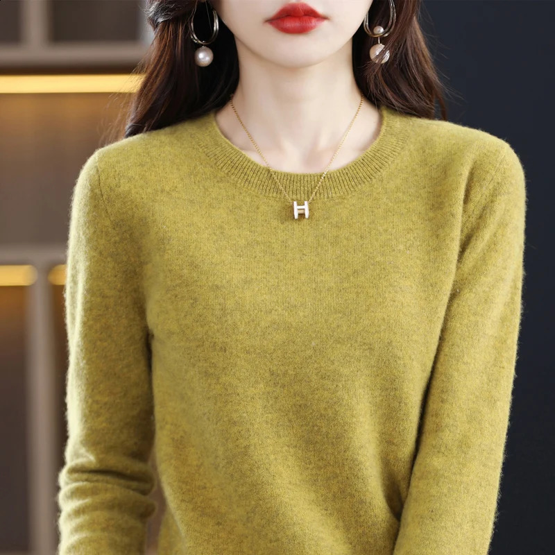 Pull d'automne et d'hiver en cachemire 100% pur laine pure dames o-cou en tricot pull issue de bottage chaud en vrac top 240813