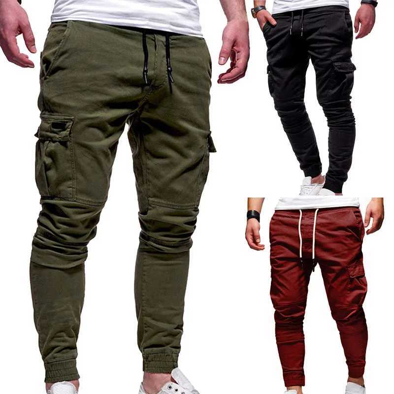 Pantalon pour hommes lti-pochets joggers hommes pantalons de survêtement 2021 Nouveaux pantalons de cargaison solide décontractés hommes surdimen