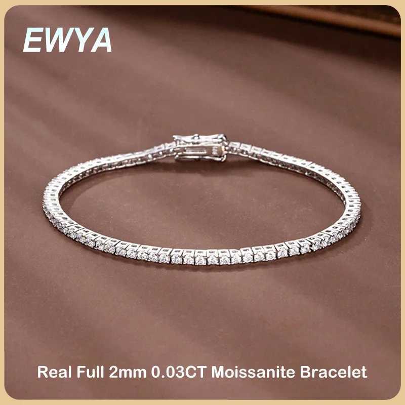 Charm Bracelets EWYA New In Real D Color Full 2mm 0.03CT Moissanite Tennis For Women S925 Silver Plated 18K Diamond Link s Gift z250512