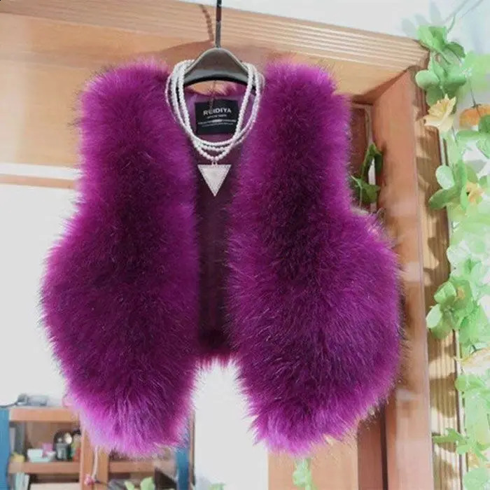 est Autumn Winter Thick Warm Fur Vest Women High Quality Fashion Neck Short Coat Female Waistcoat for V204 240814