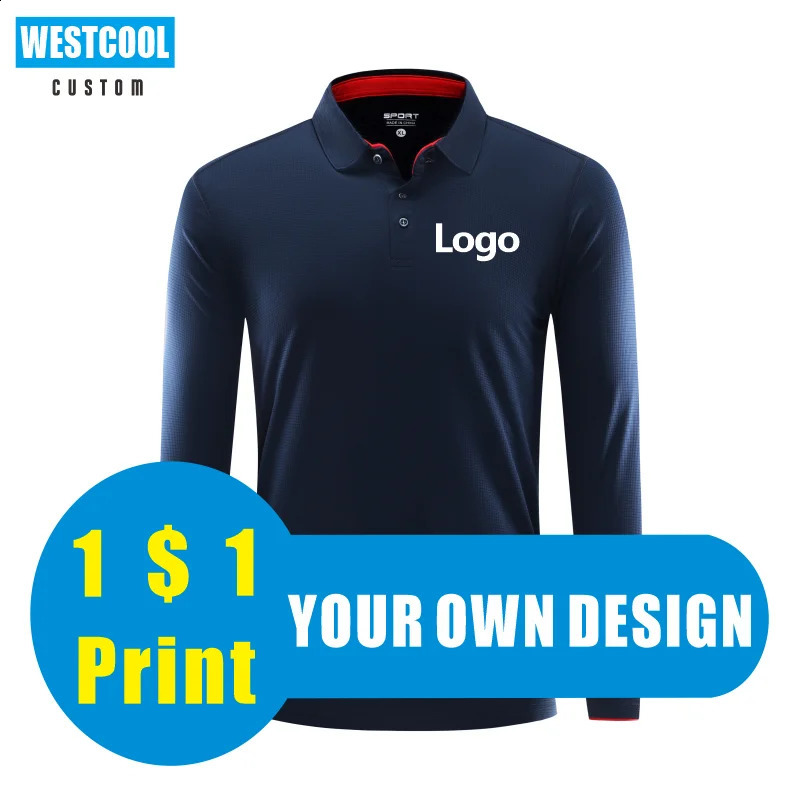 Long sleeved quick drying sports polo shirt custom printed embroidery breathable mens and womens clothing S-4XL WESTCOOL 240814