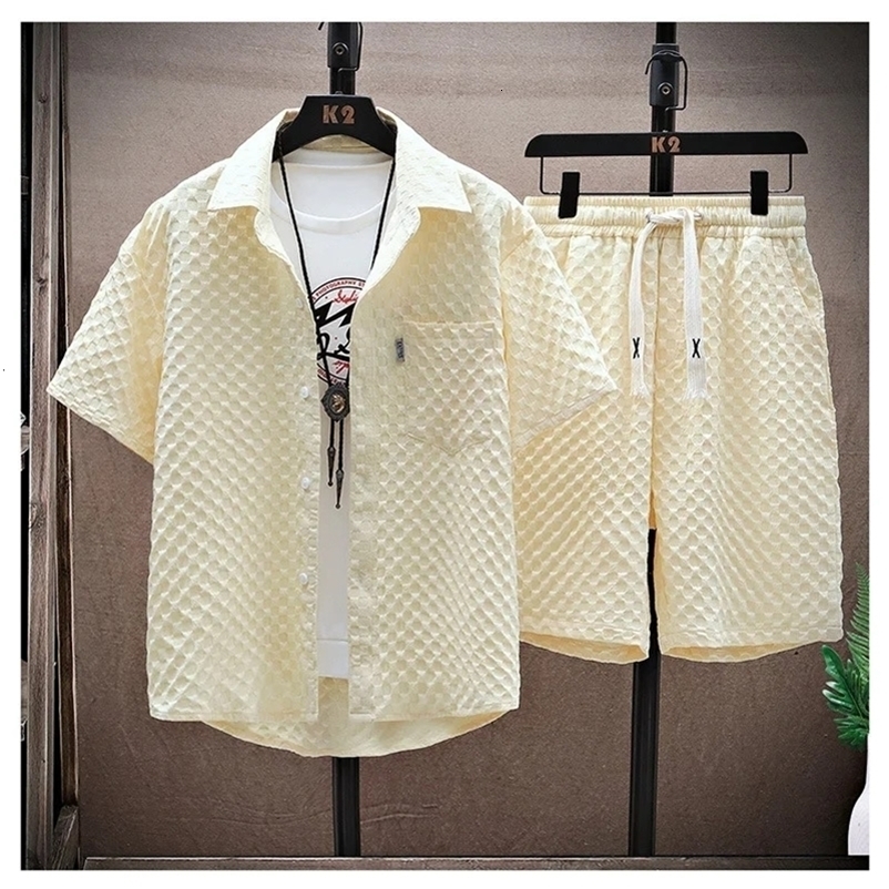 Casualsuit Mens Short Sleeve Sport Suit Vintage Trendy Fashionable Lightweight Summer 2024 Arrival y240813Z
