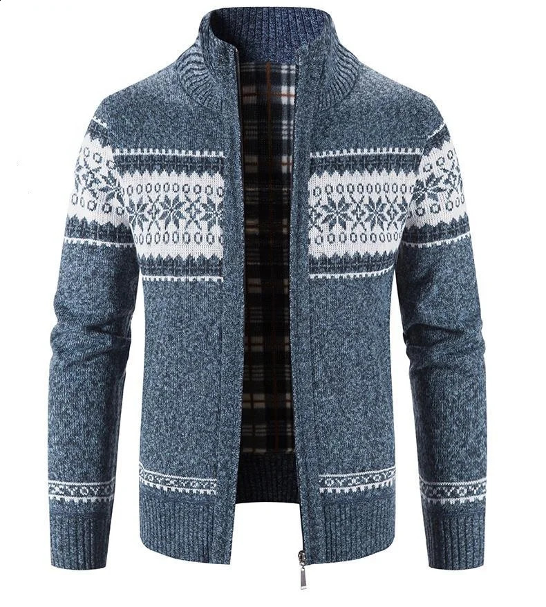 Cardigan masculin automne d'hiver stand collier zipper pull manteau veste veste masculine coton coton sweater cardigan chaud épais 240813
