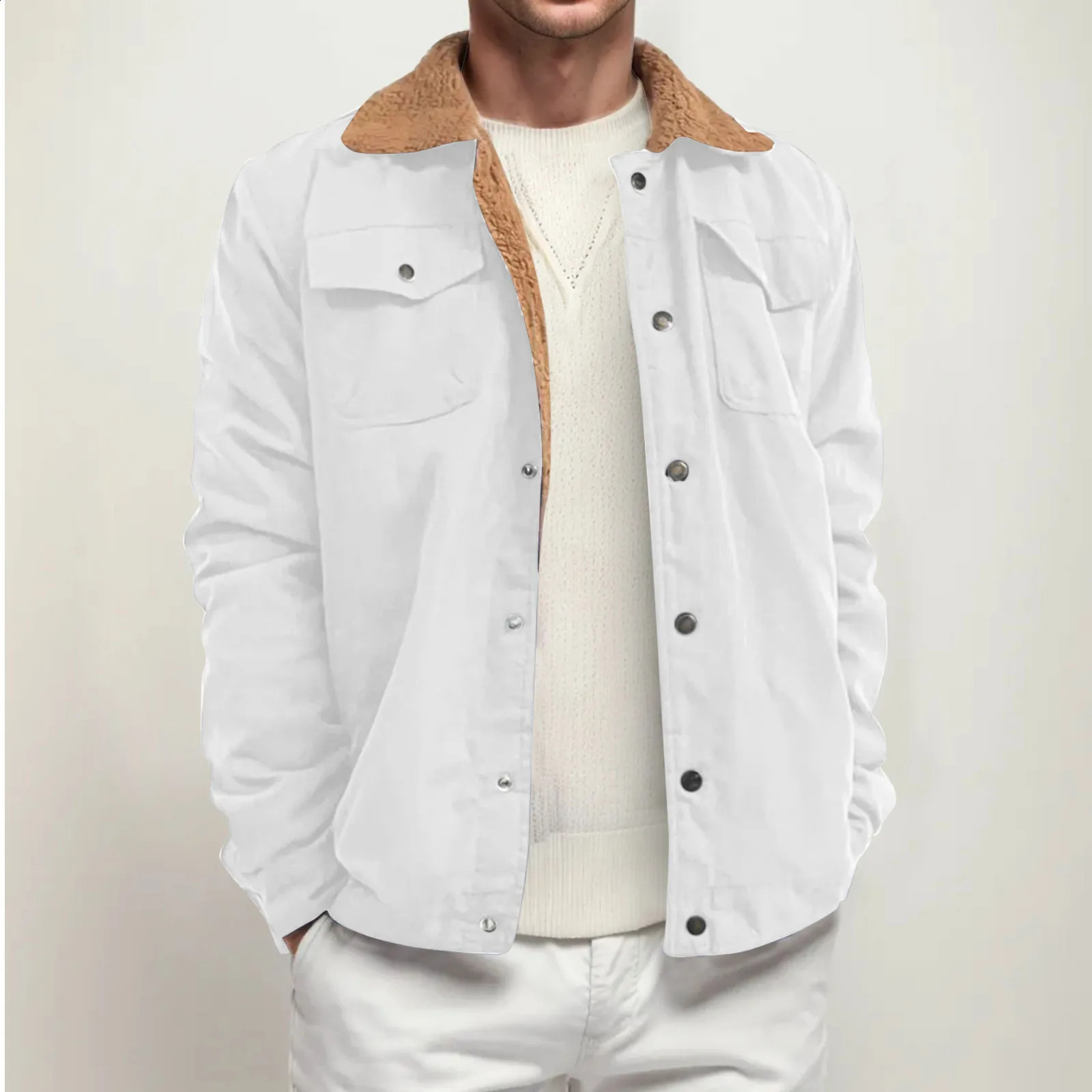 Winter mens jacket thick warm fashion boutique solid color mens casual denim jacket mens wool denim jacket large size S-5xl240813