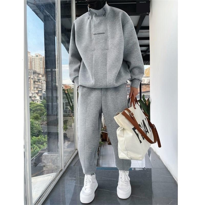 2023 Autumn Winter Tracksuit Two Piece Sets Hip Hop Men Pant Sports Wear Fashion Clothing Solid Color Sweatsuit Jogging Suit y240813