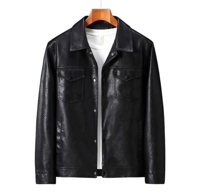 Vestes en cuir de luxe noire 4xl pour hommes de la veste de créateurs de la marque pour hommes pour l'automne