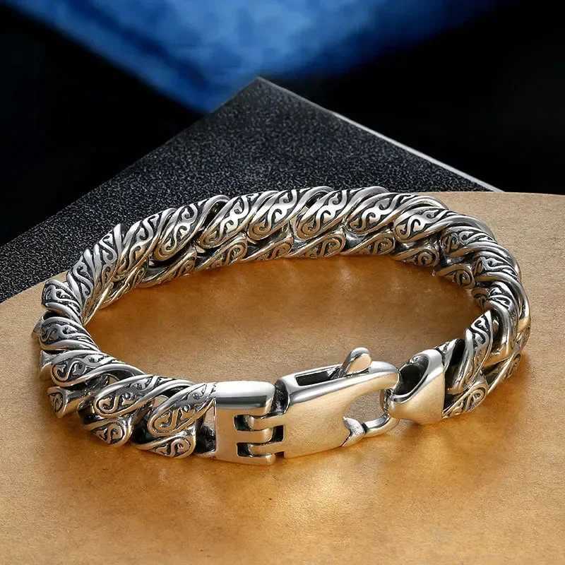 Charm Bracelets CHUANGCHENG Fashion Pure Silver Italian Charm Mens Jewelry Chain 925 Pure Silver Original Q240814