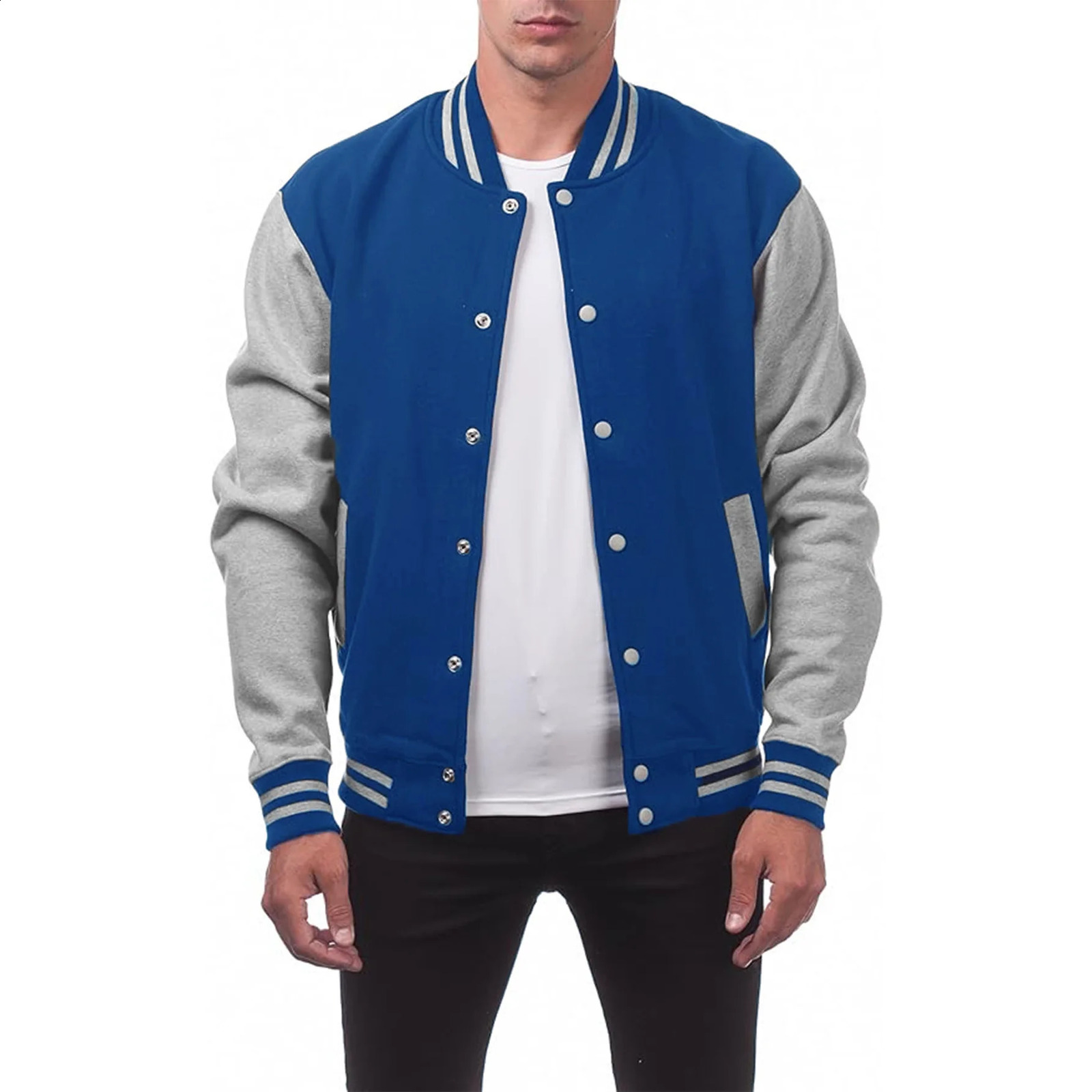 Black white solid color loose oversized casual mens baseball shirt personalized street jacket warm wool sweater 240828