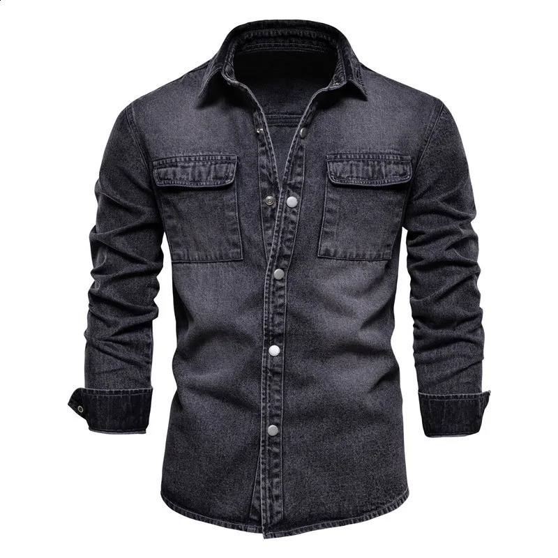 Fashion printemps 100% coton pur denim Street Vêtements Mens décontracté à manches longues épaisses manteaux pour hommes de haute qualité 240814