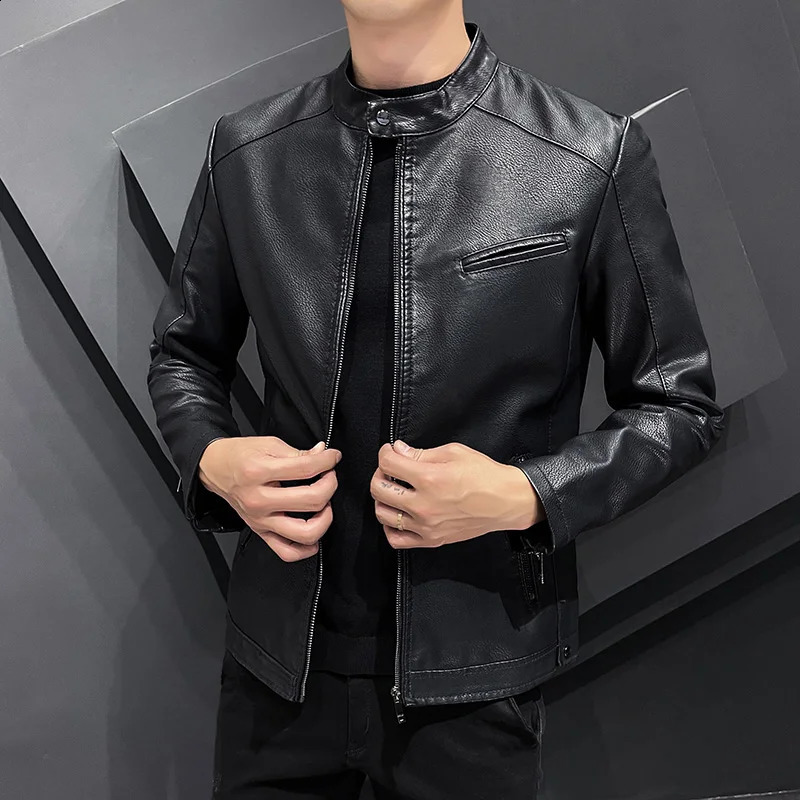 2023 Motorcycle décontracté Collier de support de glissière de ventrelle en faux cuir Men Slim Fashion High Quality Loueur de laine de manteau St