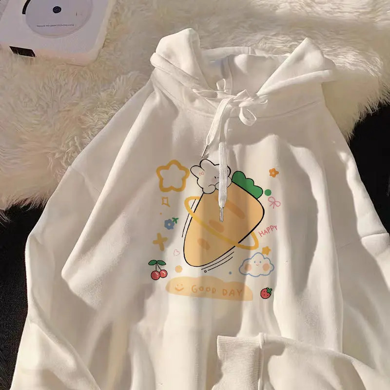 Korean Print Hooded Sweatshirt Women Autumn Winter Oversized Loose Kawaii Style Jacket Trend Y2k Hoodies Women Clothes Harajuku 240815
