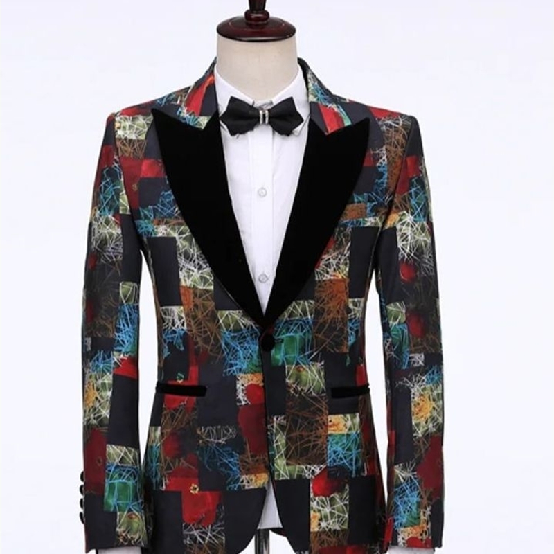 Mens ultra-thin suit jacket tailcoat formal jacket floral jacquard velvet ed lapel clothing wedding party promotion mens jacket 240814