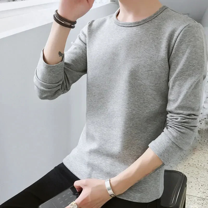 Thermal T-shirt Thermal Underwear for Men Casual Solid Mens Winter Thermo Undershirt Thick Thermo Long Sleeve Top 240814