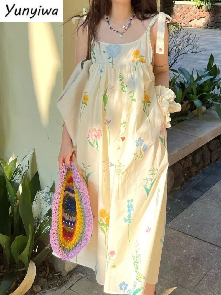 Robe femme sans manches sweet midi midi lâche décontracté harajuku ins style simple y2k occasion formelle vestidos femmes robe 240815