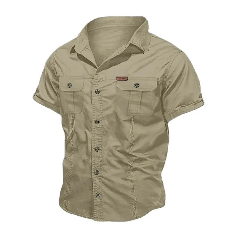 Summer Quick Dry Short Sleeve Fan Tactical Shirt Mens Thin Breathable Lapel Cargo Shirts Tops Outdoor Hiking Camping Shirt 240815