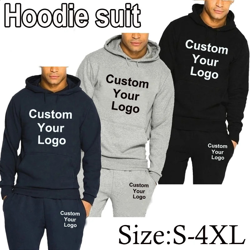 autumn and winter track and field clothing mens and womens customized hooded sweatshirtpants jogging set 2-piece casual zipper sportswear 240814