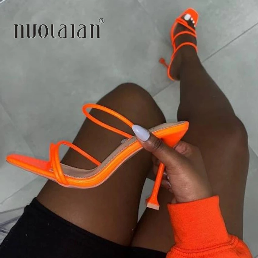 2024 Summer Pumps Sexy snake print Slippers Sandals Shoes Women Thin High Heels Square Toe Sandal Lady Pump Shoes Mules 240809