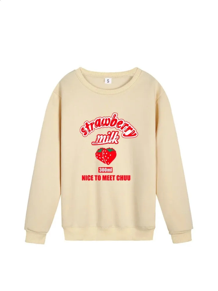 Y2K Sweatshirt Harajuku Kawaii Strawberry Pink Sweatshirts Autumn Kpop Korean Style Plus Velvet Women Cute Tops K Pop Clothes 240815
