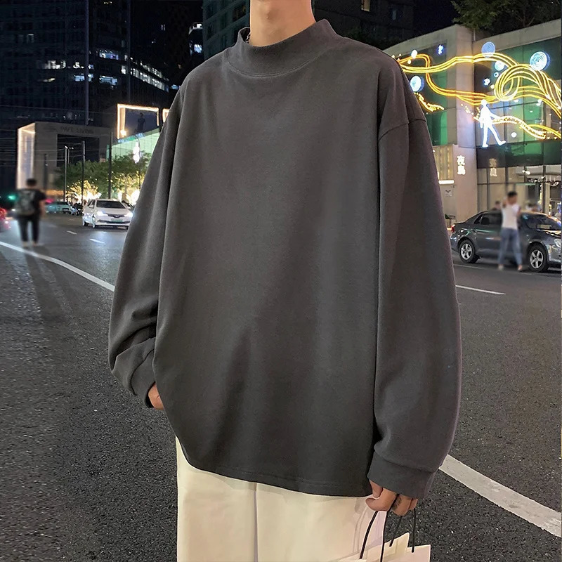Men Couple Solid Color O-Neck Hoodie Men Korean Drop Shoulder Long Sleeve Hoodies Male Casual Loose Oversized Pullovers 240815