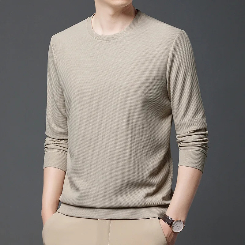 Hoodies d'automne Hommes Fashion Slim Fit Casual Fit Waffle Round Sweatshirts pour hommes Fashion Long Mancheur Sairshirts 240814
