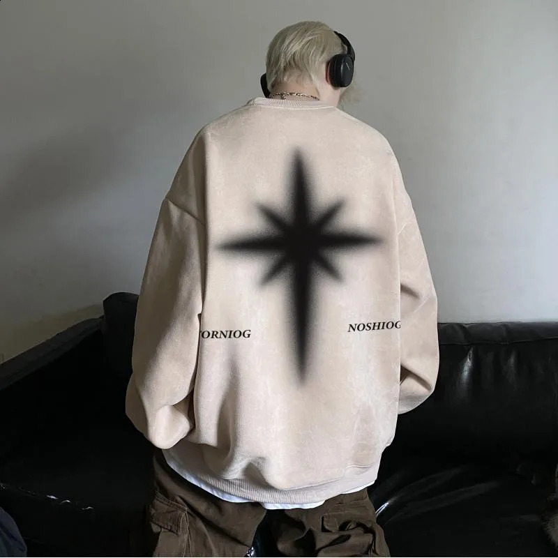 Sweat-shirt des hommes de la rue High Street ange graphique graphique gothique imprimé pull sweatshirts surdimensionné Hip Hop Hop Round Nou à sw