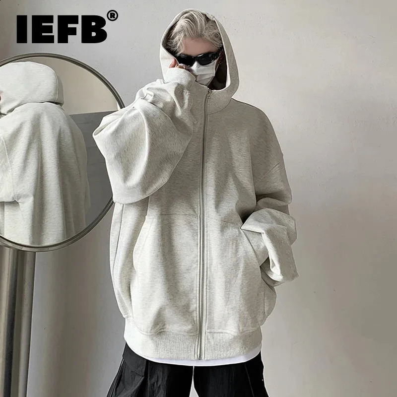 IEmerican pulls à capuche pour hommes décontracté Double fermeture éclair poches hauts à manches longues couleur unie mâle sweat automne 9C6597 2