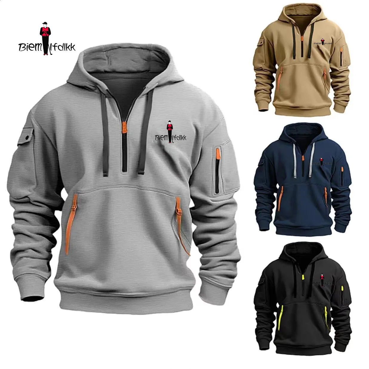 Sweat à capuche Biyin 2024 Coton Sweathed Mens and Womens Plus taille lâche Sweatshirt à la mode 240814