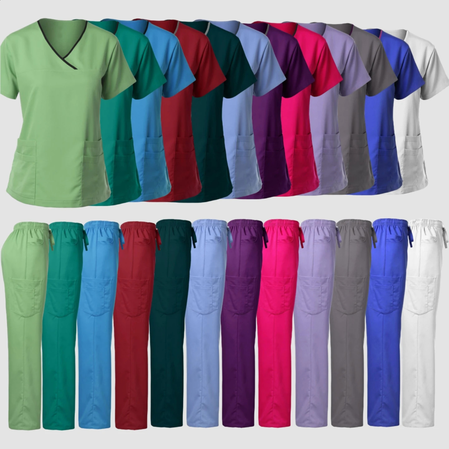 High Quality Hospital Uniform Wholesale Tops And Pants Women Nursing Scrubs Uniforms Sets 240815