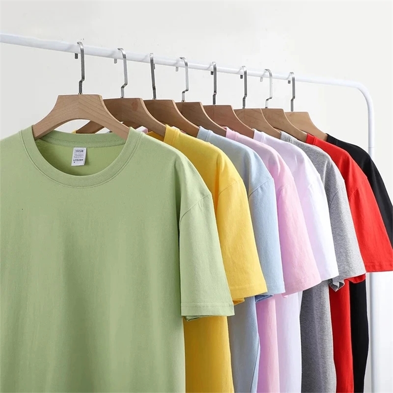 12 couleurs T-shirt poids lourd surdimensionné pour hommes Tee à manches courtes d'été 100 coton coton top top décontracté vestimentes yy240815
