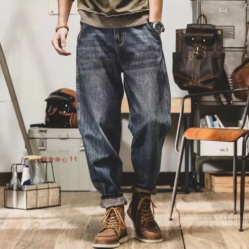 Autumn Mens Fashion Jeans Hombre Straight Pants Mens Street Clothing Loose Retro Trouser Mens Casual Street Clothing Denim Pants 240815