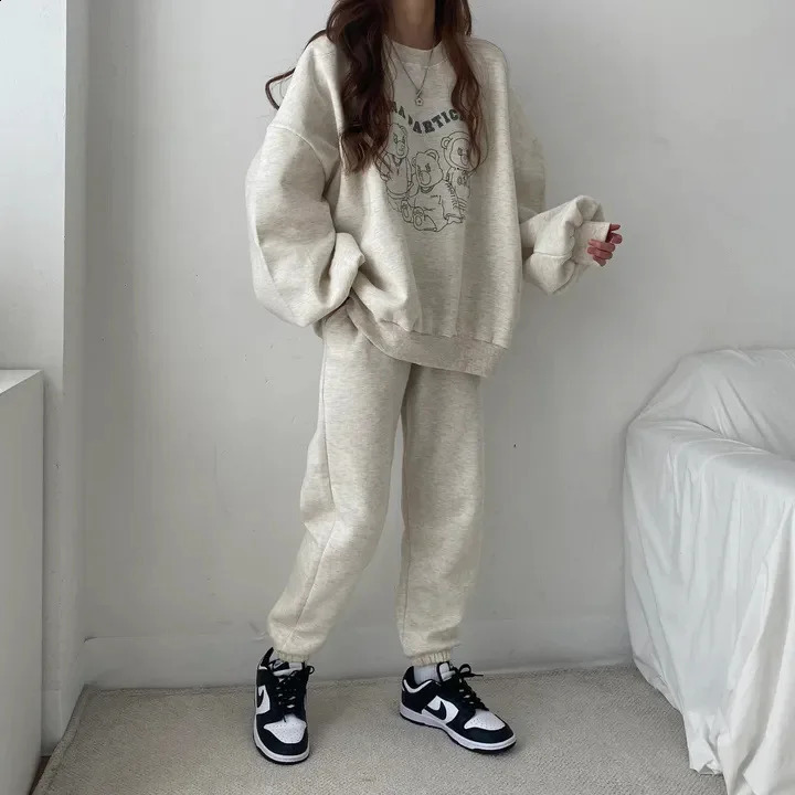 Casual letter printing loose O-neck sweater womens sweater Harajuku Pullover retro womens Korean womens clothing 240815