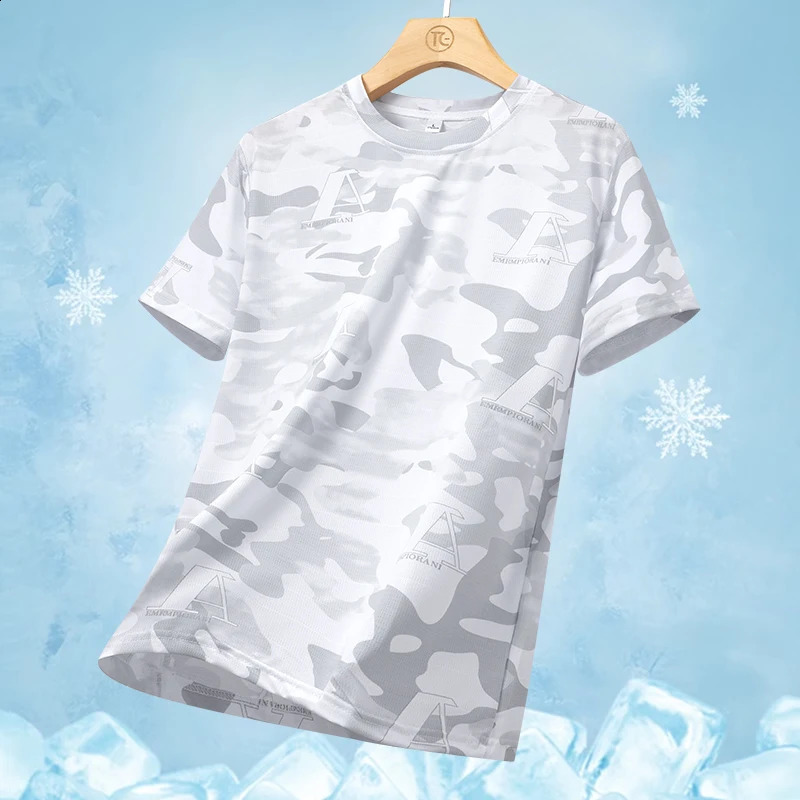 NASA GISS Summer Ice Silk Thin Short Sleeve Quick Drying Tshirt for Mens Sports and Casual Mesh Breathable Runnin 240816