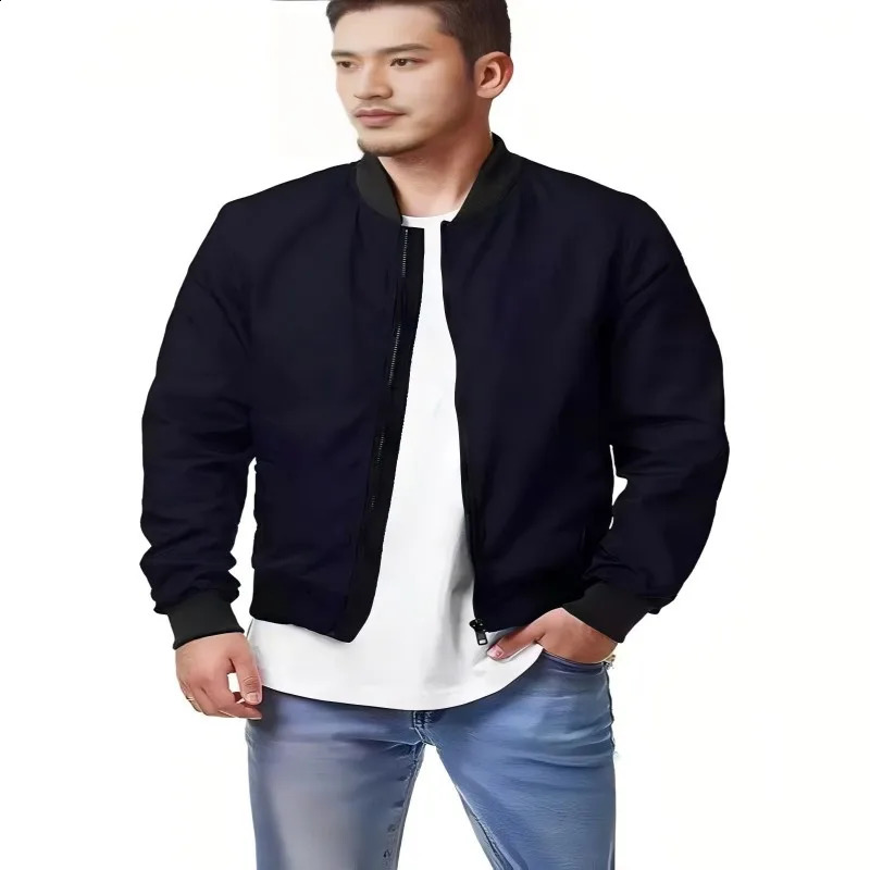 2024 Fall And Winter Mens Stand Collar Casual Zipper Jacket Outdoor Sports Windbreaker Waterproof Bombe 240816