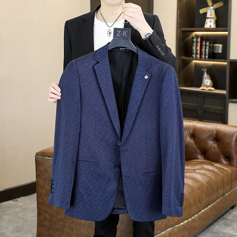 High Quality Mens Suit Coats Spring Autumn Business Casual Slim Tops Blazers Outwear Solid Formal Single Breasted Jackets 240815
