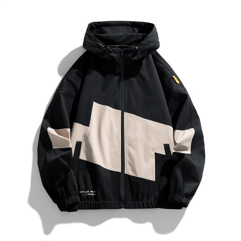 Mens Zipper Hooded Fleece Sweater Breathable Windproof Windbreaker Spring Autumn Fashion Jacket 5XL 240816