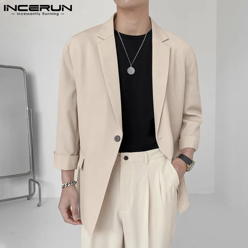 Incerun tops style coréen beau mens solides combinaisons entièrement par correspondance manteaux streetwear décontracté mâle à manches longues si